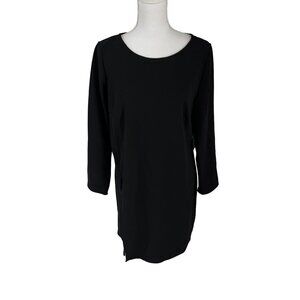 Vince Camuto Long Sleeve Side Slit Crepe Ponte Tunic Top In Rich Black Medium